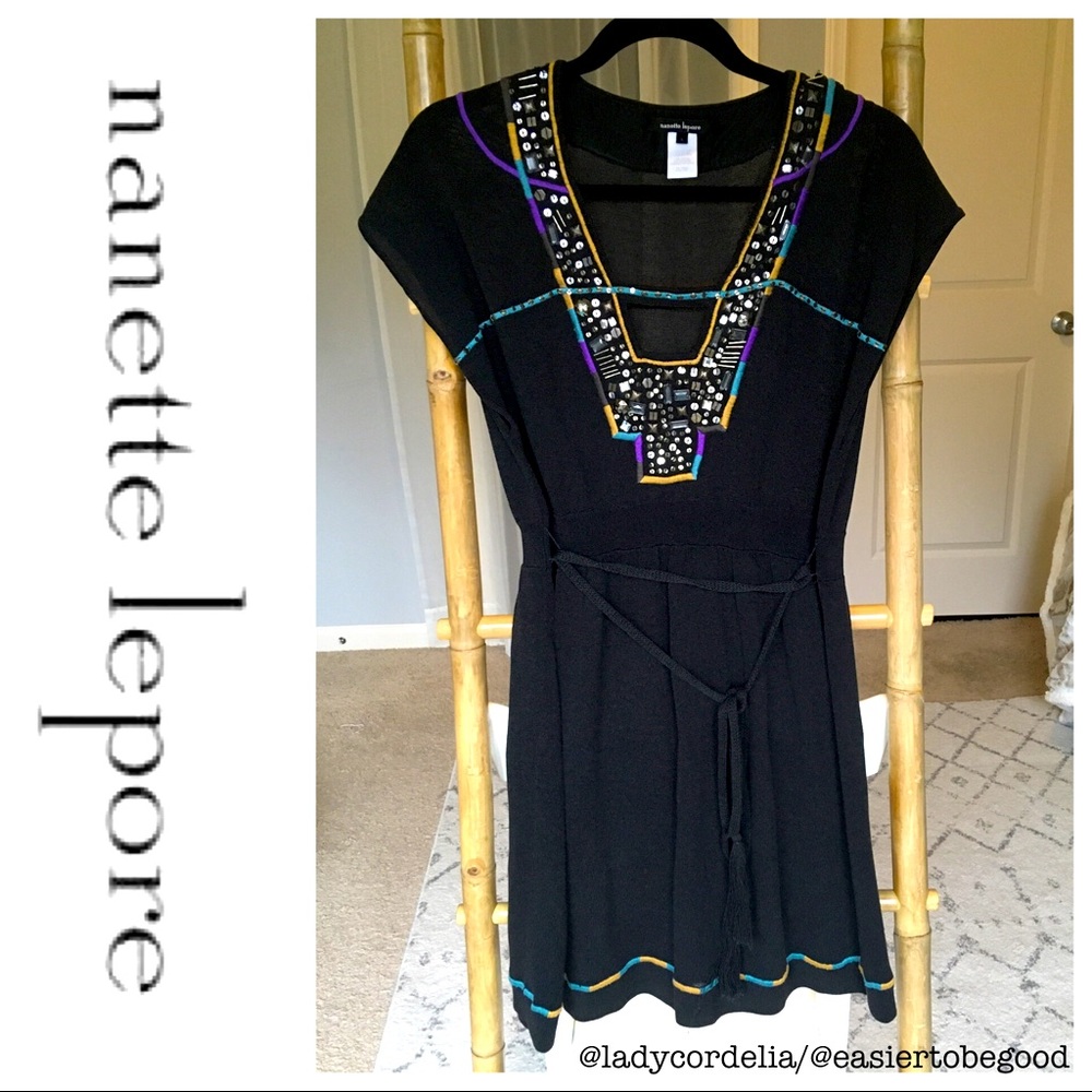 Nanette Lepore Cobra dress black- L